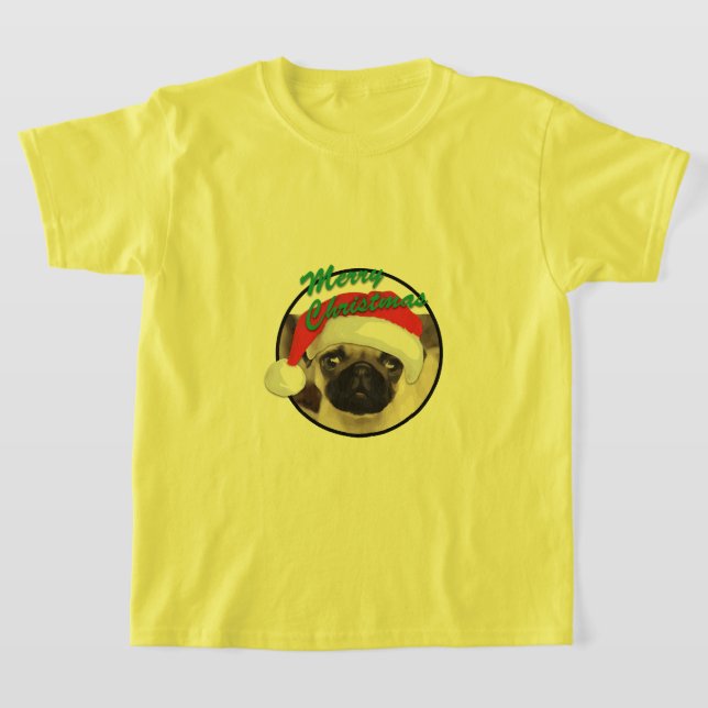 Pug Natal - Camisa Básica Para Crianças (Postura )