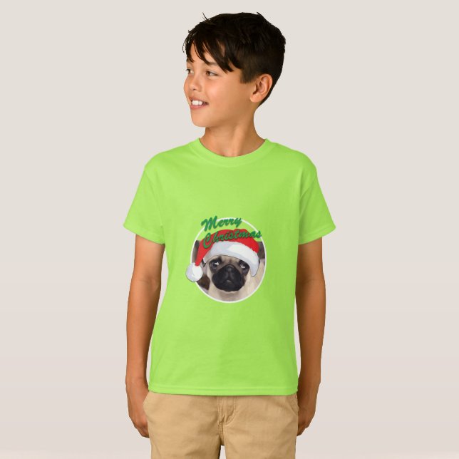 Pug Natal - Camisa Básica Para Crianças (Frente Completa)