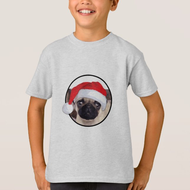 Pug Natal - Camisa Básica Para Crianças (Frente)