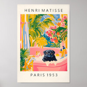Pug Negro Na Banheira, Poster De Banheira Engraçad