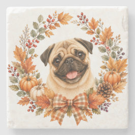 Pug Outono Grinalda Porta-copos