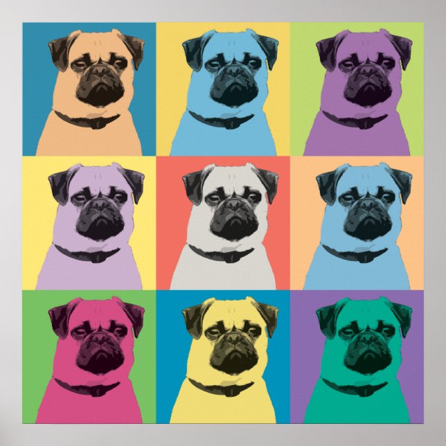 Pug Pop-Art Poster (Frente)