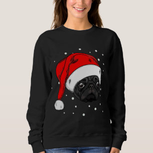 Pug preto bonito em natal que Camisa Longa 410