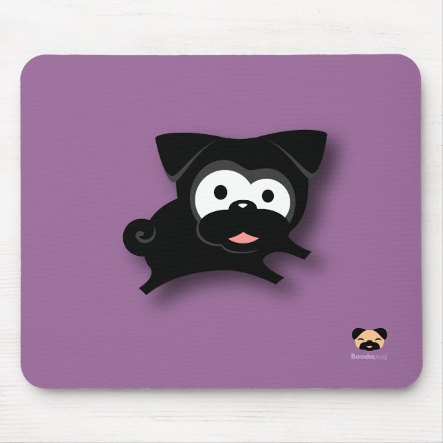 Pug preto Mousepad (roxo) (Frente)