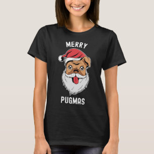 Pug Pugmas feliz Com Camisa Clássica De Santa Hat 