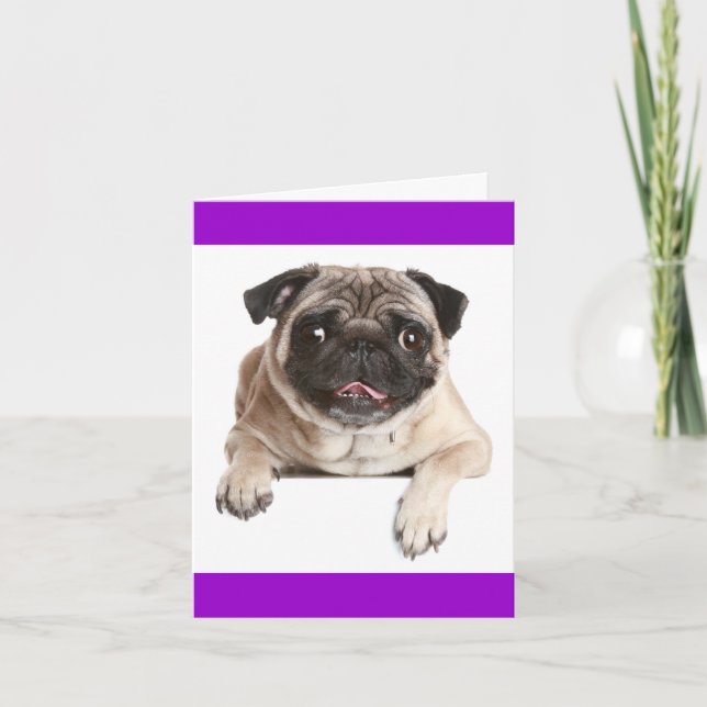 Pug Puppy Dog Vazio Cartão de Nota Saudável (Frente)