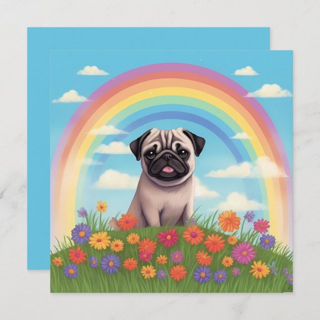 Pug Rainbow Bridge Custom Dog Name Sympathy (Frente/Verso)