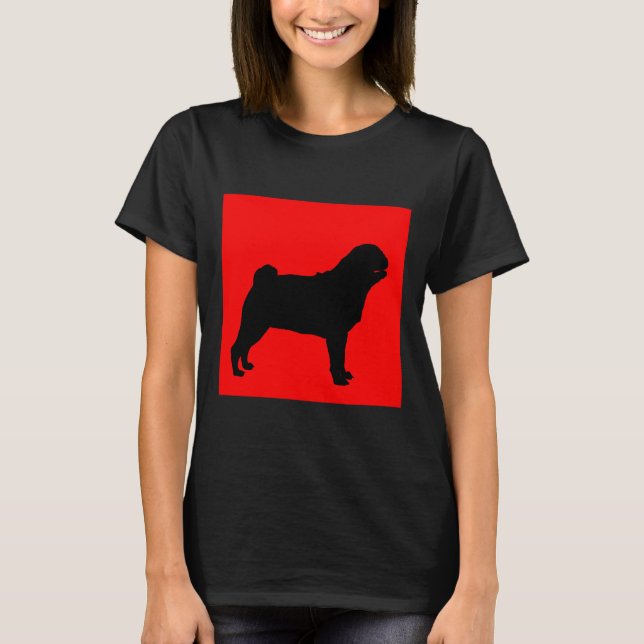 Pug Red Background Classic T-Shirt 699 (Frente)