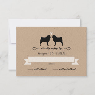 Pug Silhouettes Casando Resposta RSVP