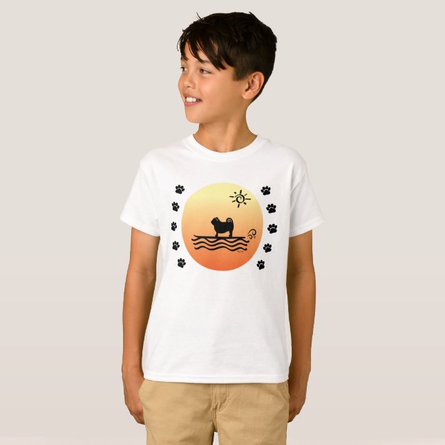 Pug Surf T-Shirt (Frente Completa)