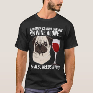 Pug Wine Lover Gift Para Sua Camisa Clássica 903