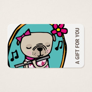 Pug with Flute Gift Card, Certificado, D10-052115