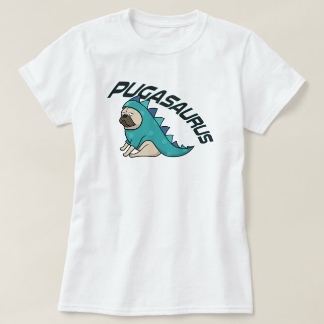 Pugasaurus Pug Dog T-Shirt (Frente do Design)