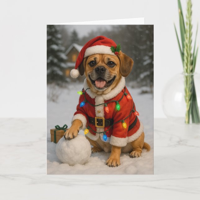 Puggle cartão de Natal (Frente)