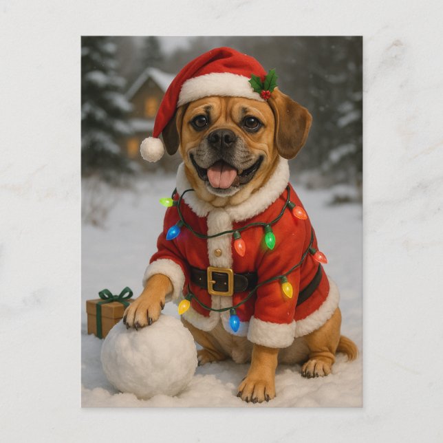 Puggle cartão de Natal (Frente)