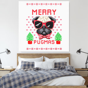 Pugmas feliz! impressão em canvas