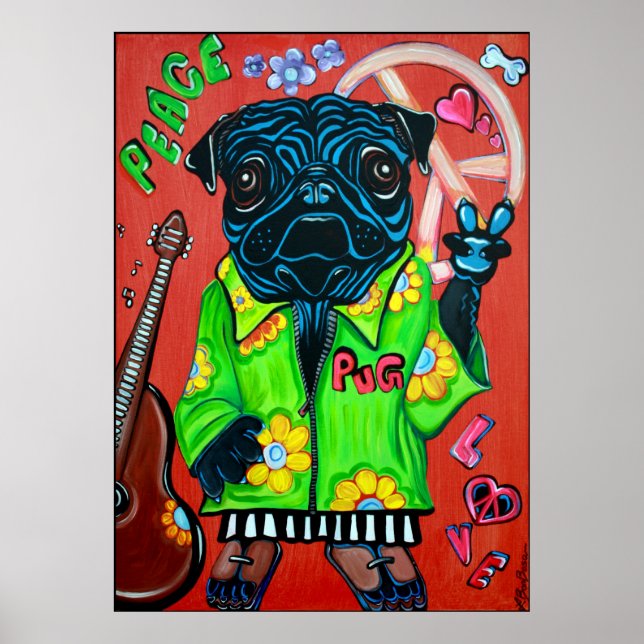 Pugs Love Peace Poster (Frente)