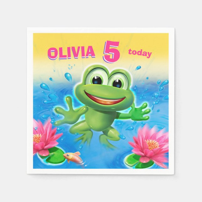 Pulando guardanapo de papel personalizado do Sapo (Frente)