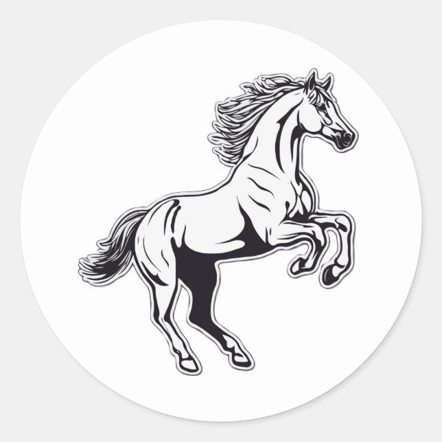 Pulando o adesivo branco do Stallion - Libere a en (Frente)