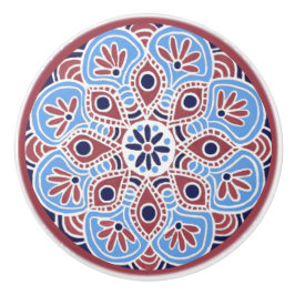 Pull de cerâmica vermelha e azul