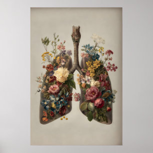 Pulmões Humanos com Impressão de Flores, Anatomia 