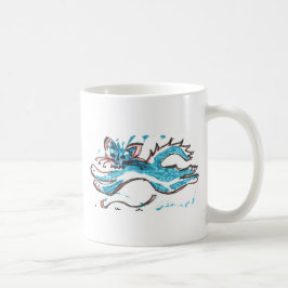 pulos felizes do gato da água da caneca de café