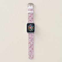Pulseira de relógio Apple com pérolas rosa