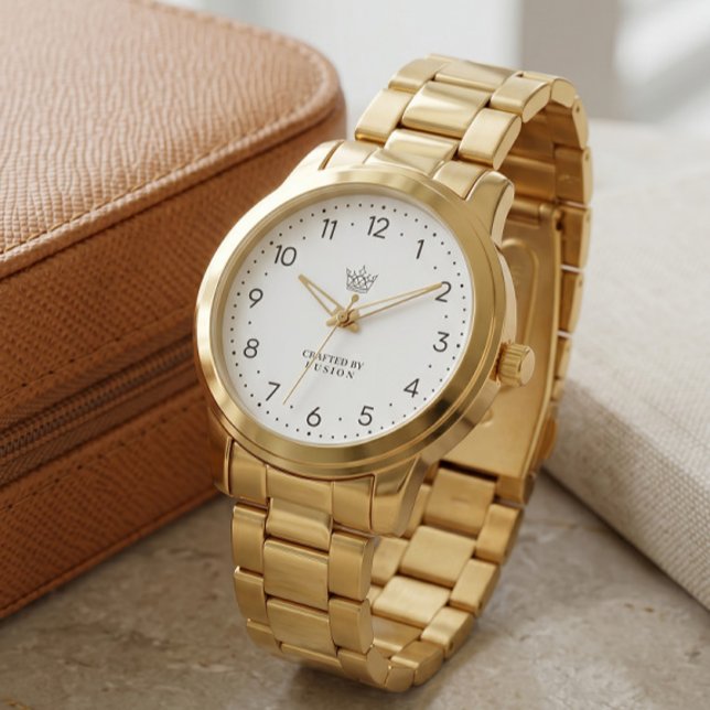 Pulseira de Relógio de Elos em Ouro Elegante com E (Criador carregado)