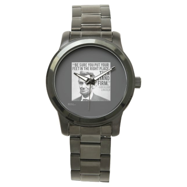 Pulseira Relógio Citação Lincoln & Permaneça Firme (Frente)