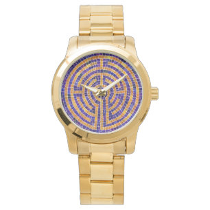 Pulseira Relógio Labirinto Dourado Tamanho Grande 
