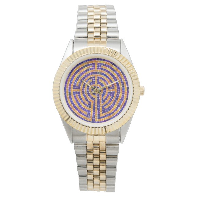 Pulseira Relógio Labirinto Mosaico Duas Cores (Frente)