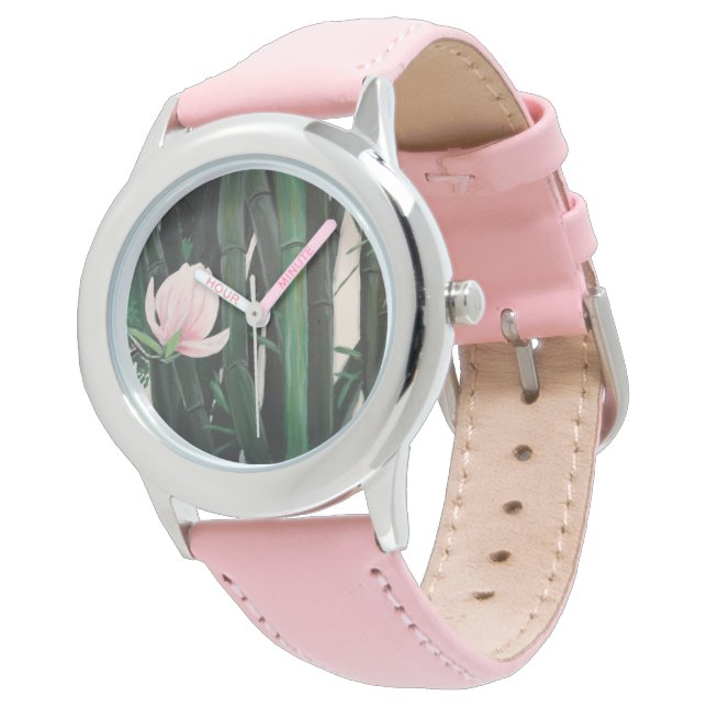 Pulso Bamboo magnolias - relógio personalizado, banda de (Angular)