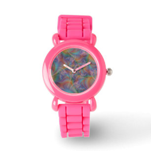 Pulso Crianças Elegante, Coloração Rosa, com Relógio de 