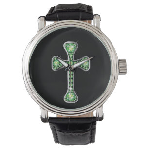 Pulso Cruz cristã do "Peridot" no relógio de prata