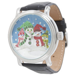 Pulso Homens da família Snowmen - relógio de couro pre