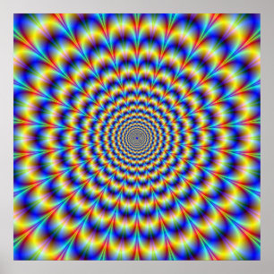 Pulso psicadélico no poster azul e amarelo