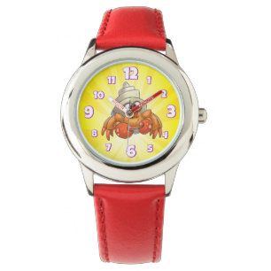 Pulso relógio de caranguejo bonito amarelo e vermelho