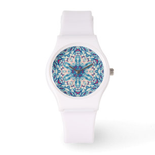Pulso Relógio de design com floco de neve azul