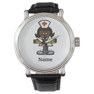 Pulso Relógio de Enfermeira Afro-Americana Personalize!