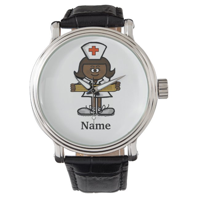 Pulso Relógio de Enfermeira Afro-Americana Personalize! (Frente)