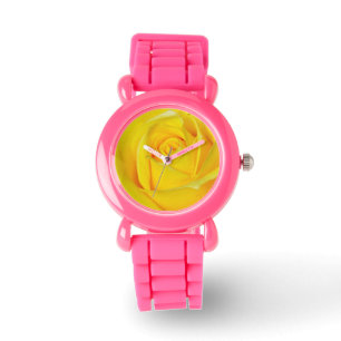 Pulso Relógio de impressão de rosa amarelo