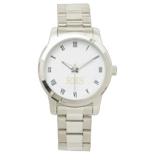 Pulso Relógio de prata unisex do bracelete das iniciais