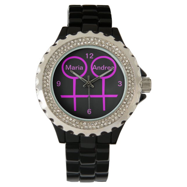 Pulso Relógio de Retinestone Personalizável de Amantes d (Frente)