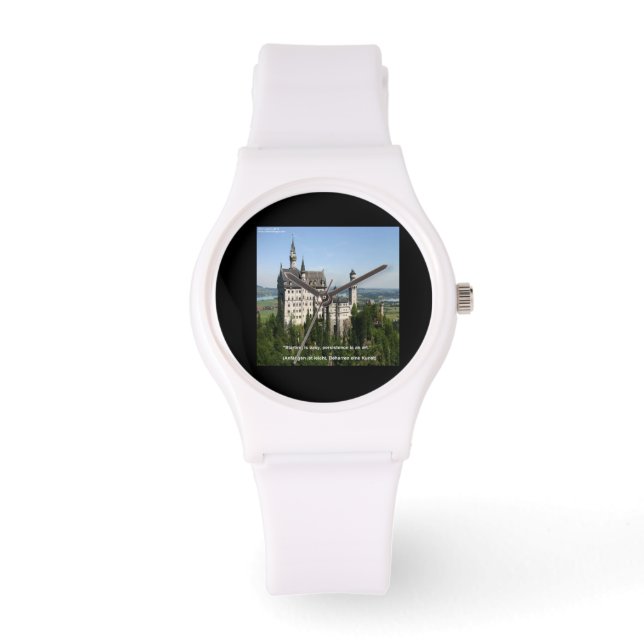 Pulso Relógio de silicone branco feminino Neuschwanstein (Frente)