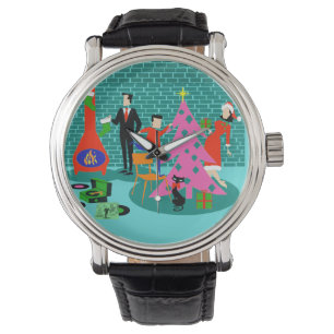 Pulso Retro Trimmmming do relógio da árvore de Natal