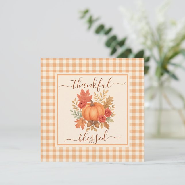 Pumpkin agradecido e abençoado | Ação de Graças (Em pé/Frente)