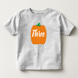 Pumpkin aniversário de 3 anos Toddler T-shirt