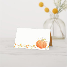 Pumpkin aquarela cai graças aos cartões de lugar