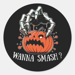 Pumpkin assustador "Quer Esmagar?" Adesivo