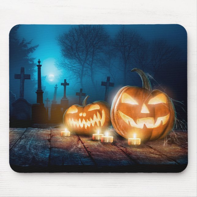 Pumpkin Bats e Bruxas do Halloween #5 Mouse Pad (Frente)